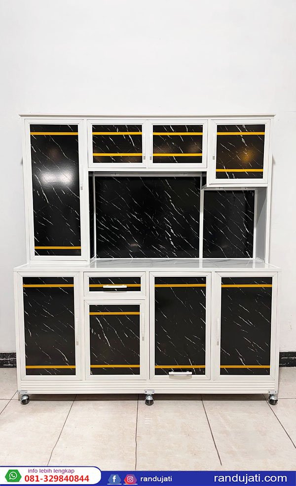 RAK PIRING SAYUR ALUMUNIUM + ACP PINTU 4 HITAM